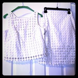 WHBM set - lace cutout crop top and skirt outfit